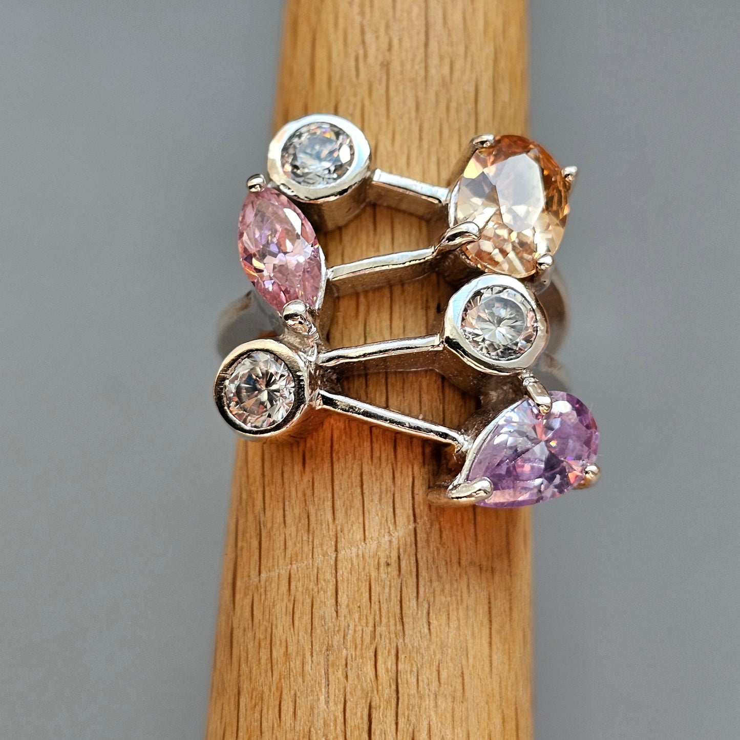 Contemporary Sterling Silver Ring & Cubic Zirconia Ring - UK Ring Size K 1/2 - US Ring Size 5.5