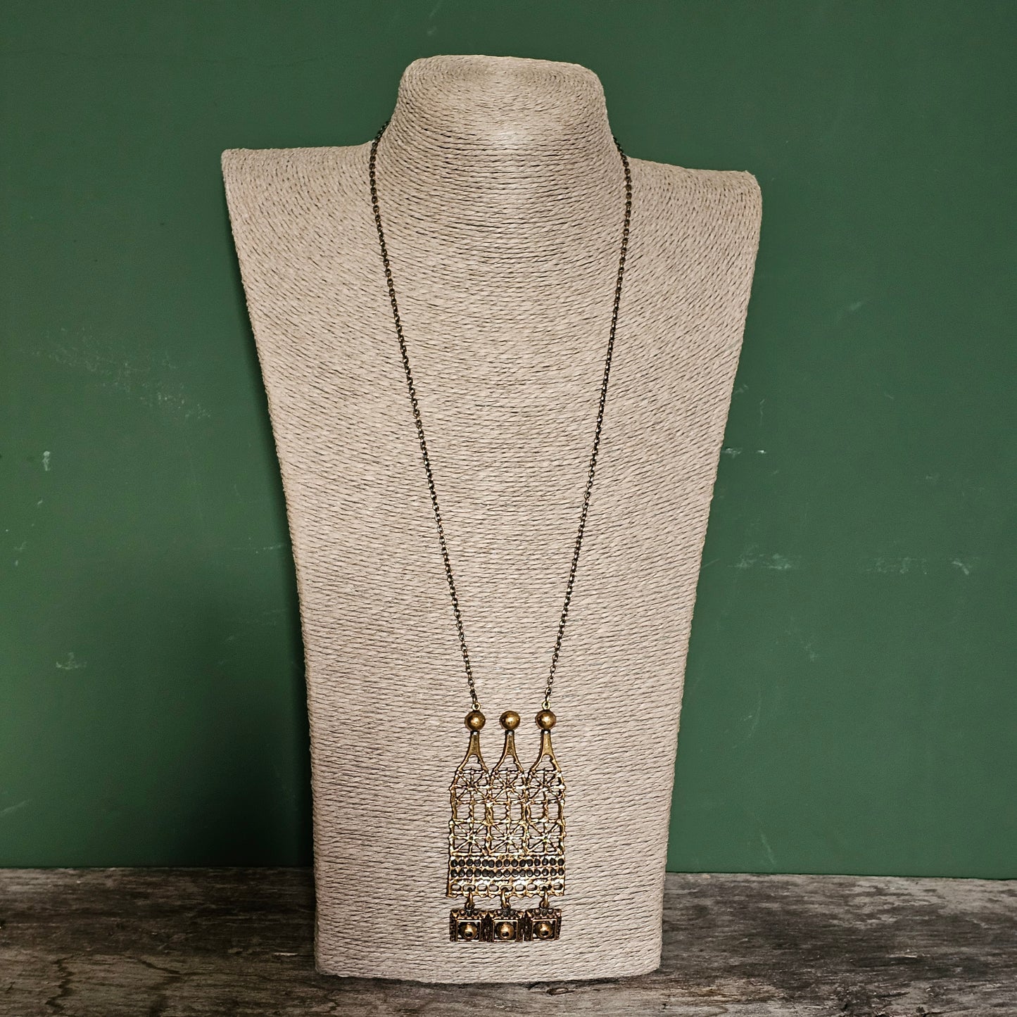 Vintage Pentti Sarpaneva Bronze “Pitsi” Lace Statement Necklace from Finland