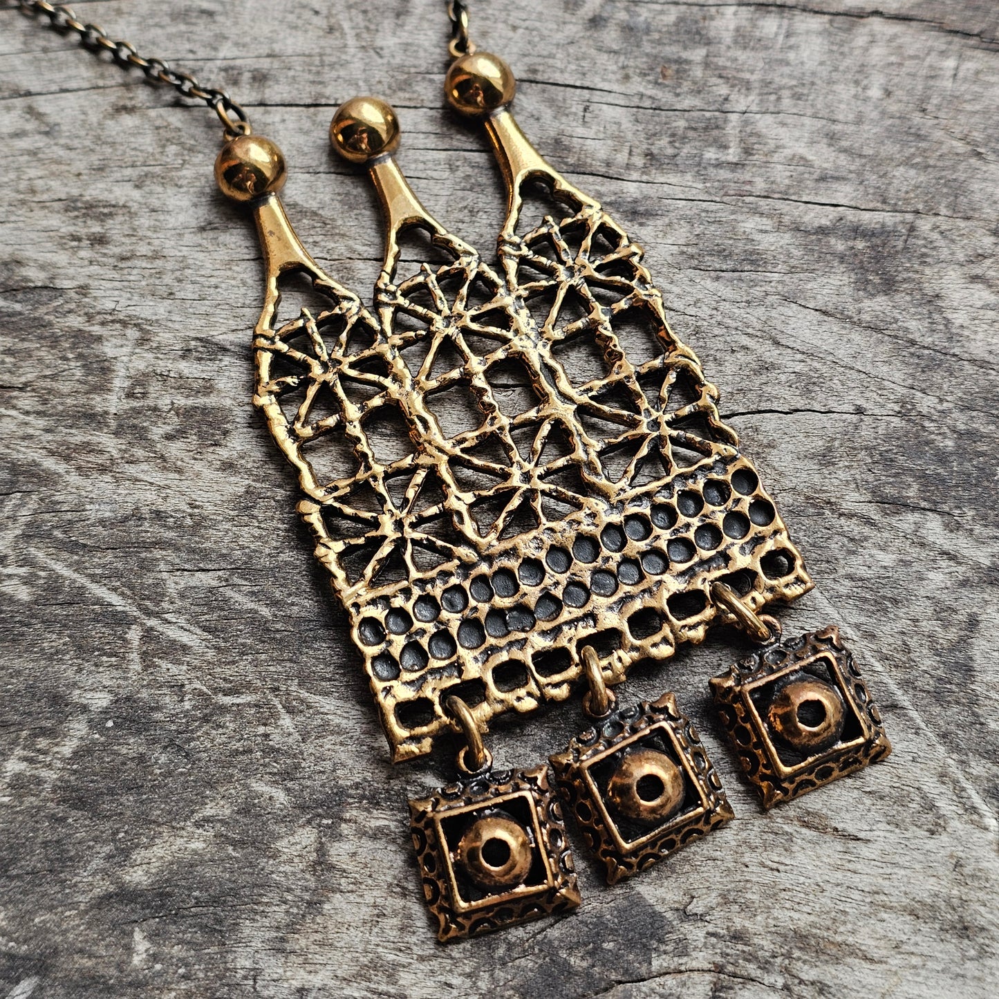 Vintage Pentti Sarpaneva Bronze “Pitsi” Lace Statement Necklace from Finland