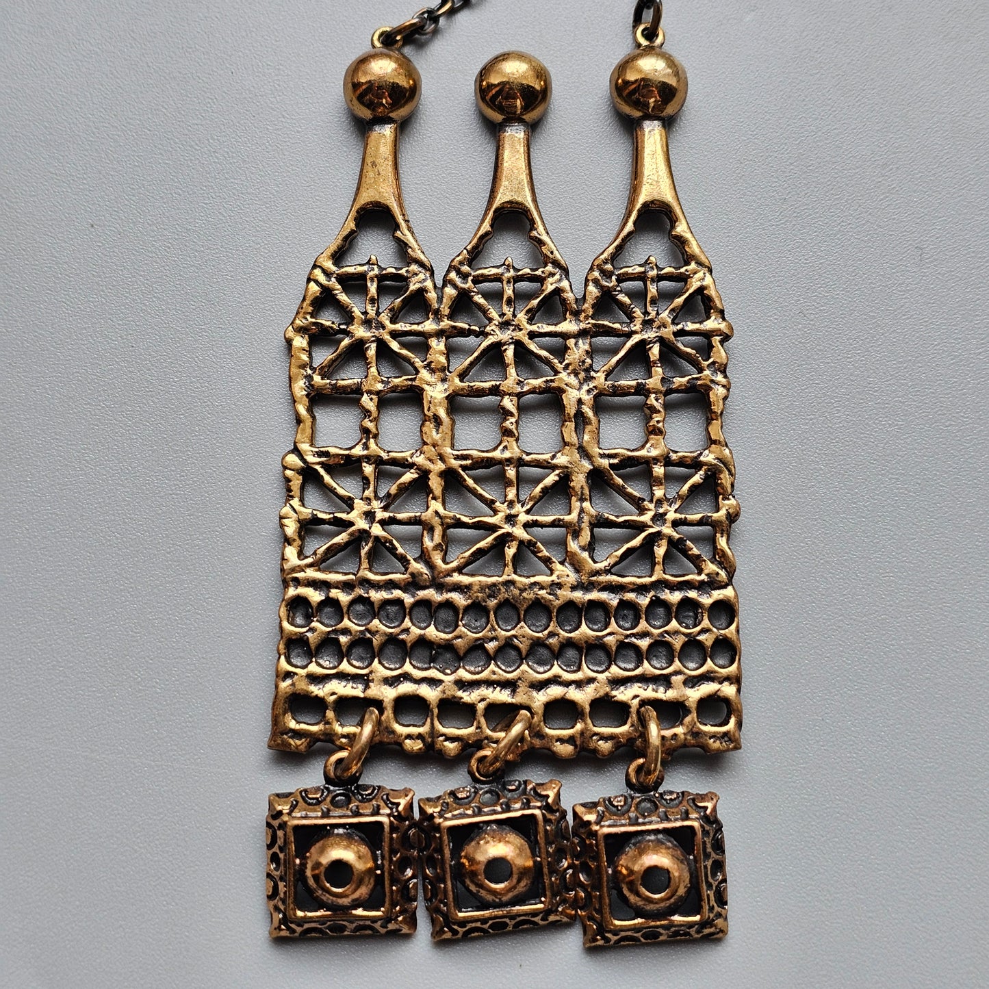 Vintage Pentti Sarpaneva Bronze “Pitsi” Lace Statement Necklace from Finland