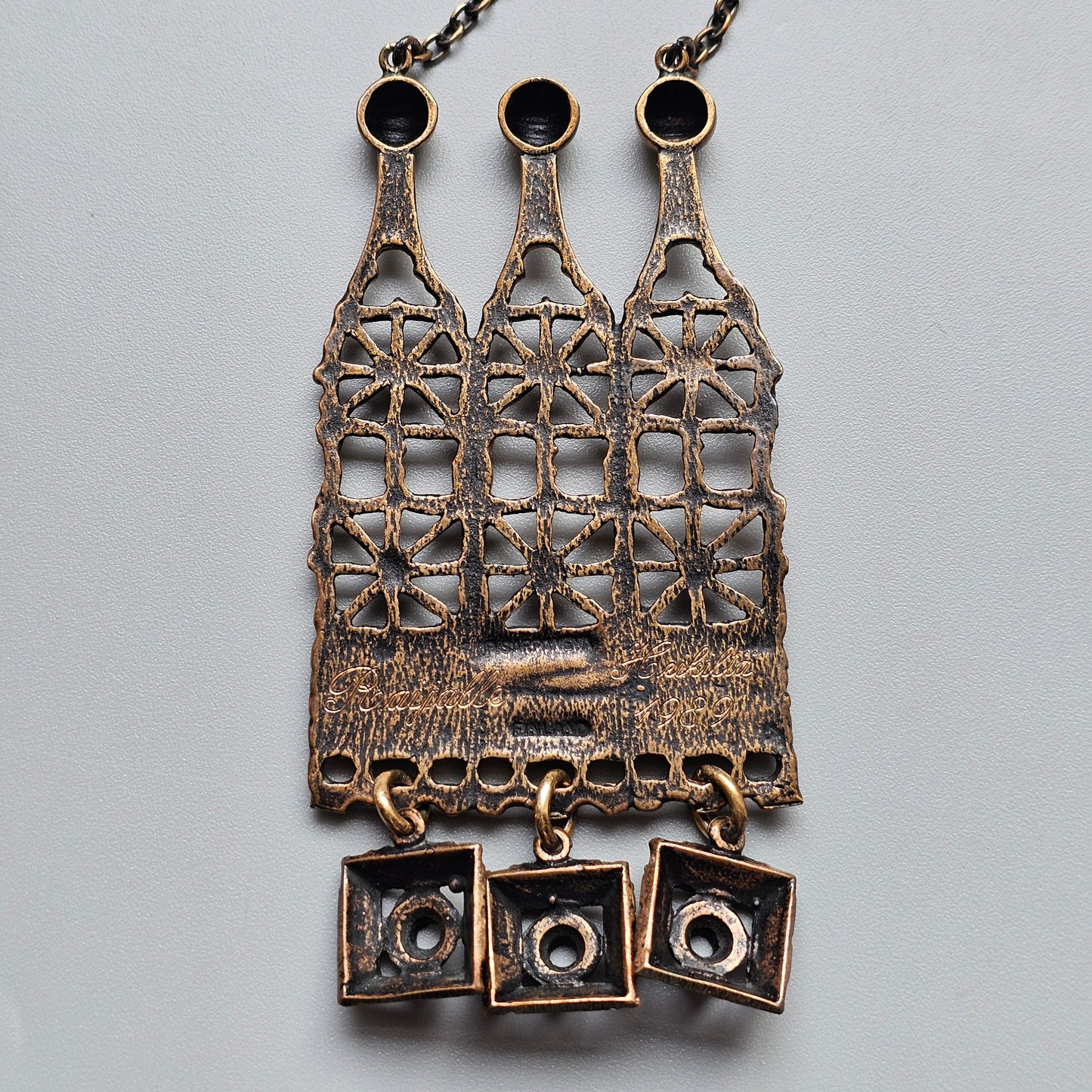 Vintage Pentti Sarpaneva Bronze “Pitsi” Lace Statement Necklace from Finland