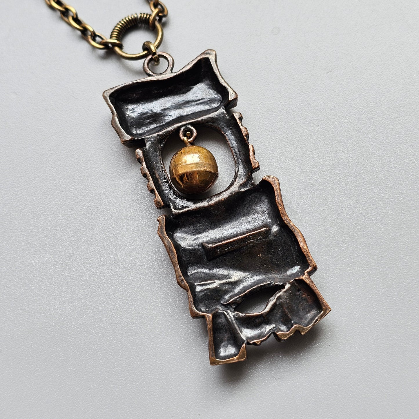 Vintage 1970s Finnish Brutalist Bronze Necklace 'Kelo' By Pentti Sarpaneva