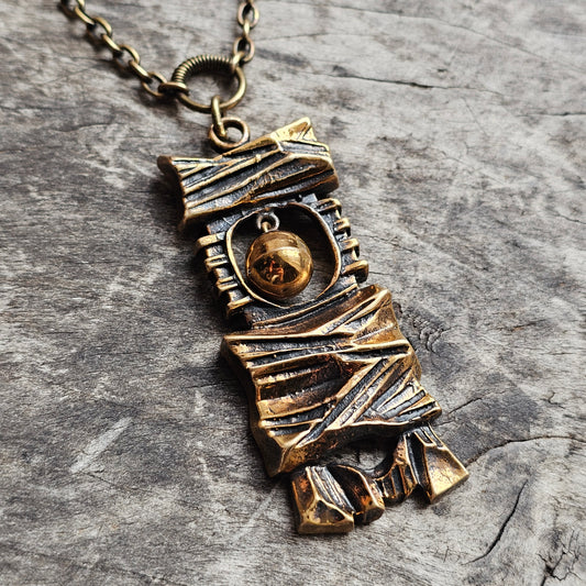 Vintage 1970s Finnish Brutalist Bronze Necklace 'Kelo' By Pentti Sarpaneva