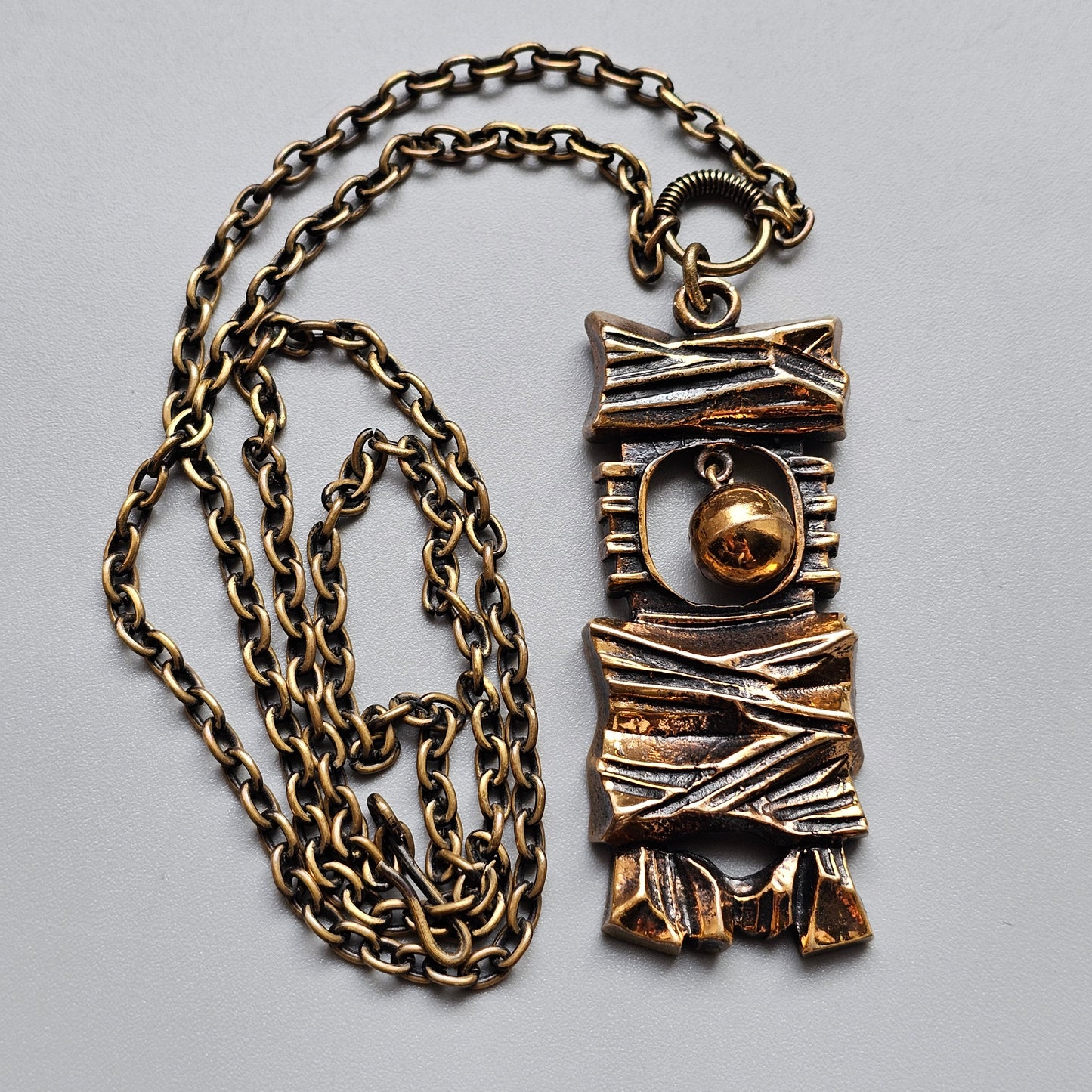 Vintage 1970s Finnish Brutalist Bronze Necklace 'Kelo' By Pentti Sarpaneva