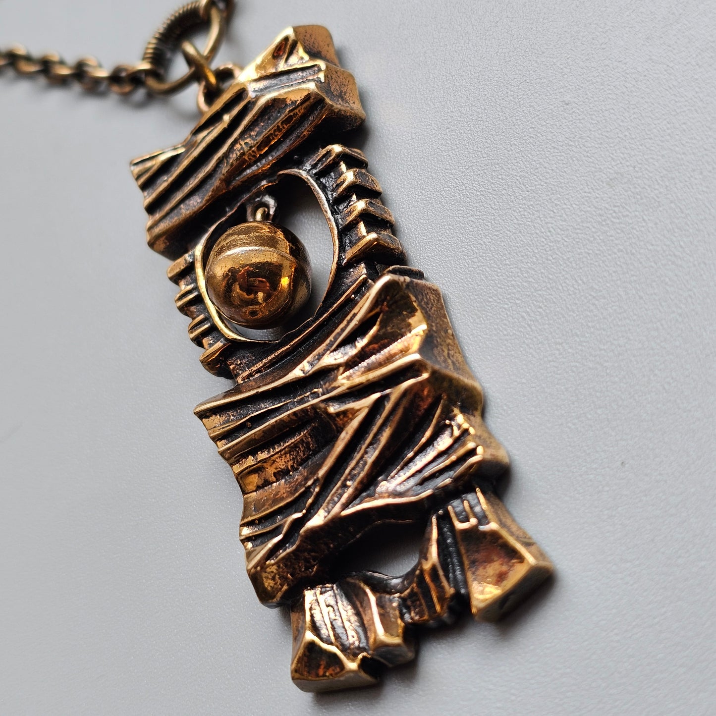 Vintage 1970s Finnish Brutalist Bronze Necklace 'Kelo' By Pentti Sarpaneva