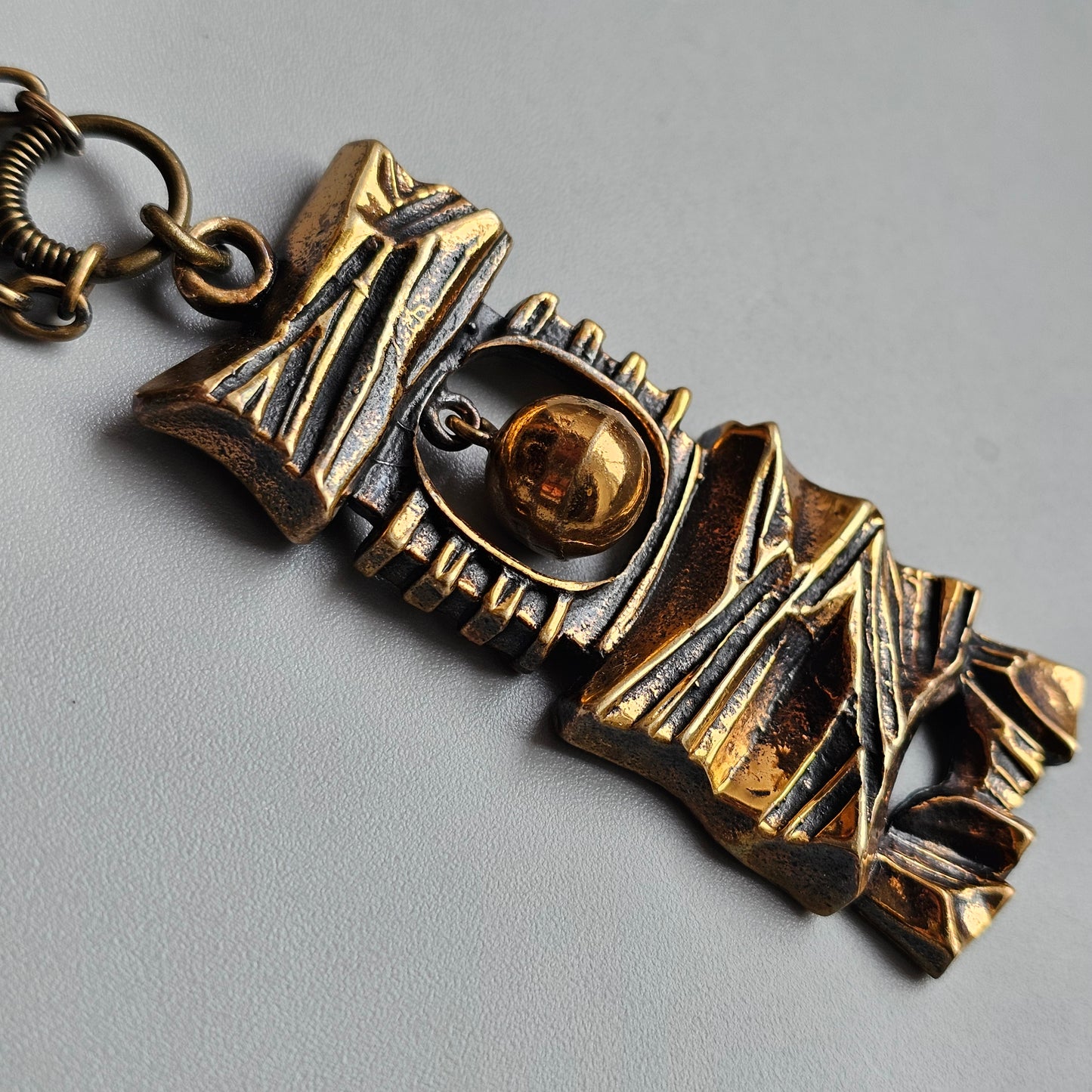 Vintage 1970s Finnish Brutalist Bronze Necklace 'Kelo' By Pentti Sarpaneva