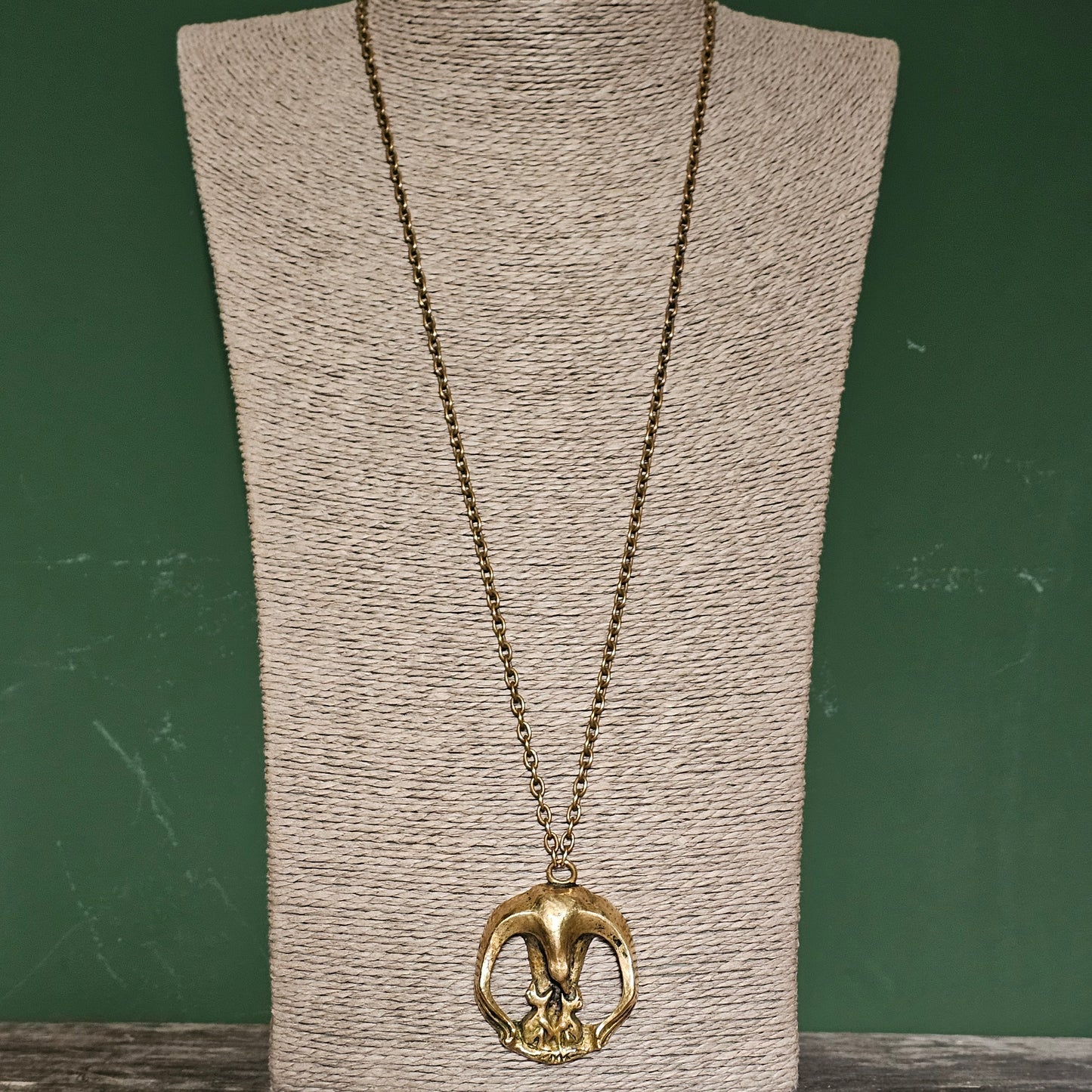 Vintage Sculptural Modernist Eagle Bronze Necklace