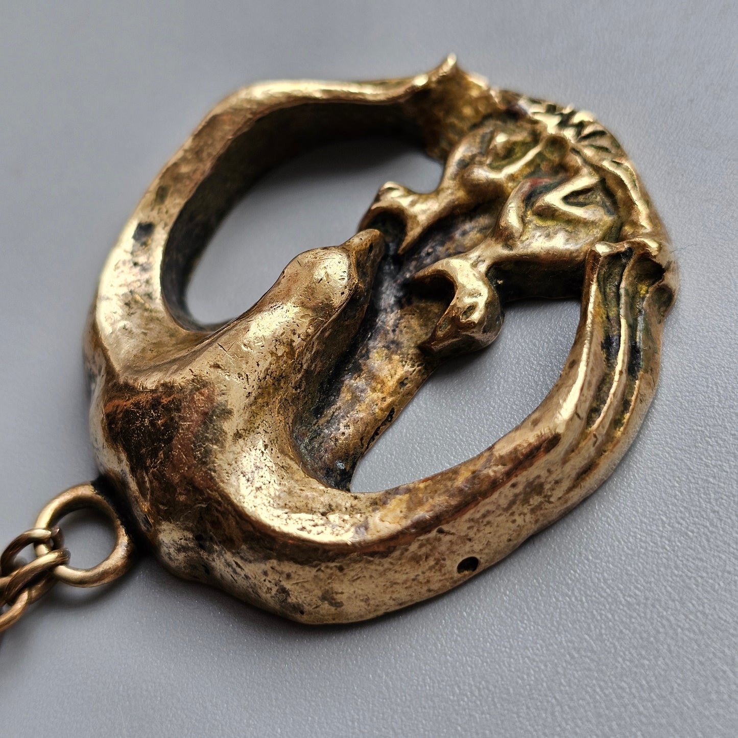 Vintage Sculptural Modernist Eagle Bronze Necklace
