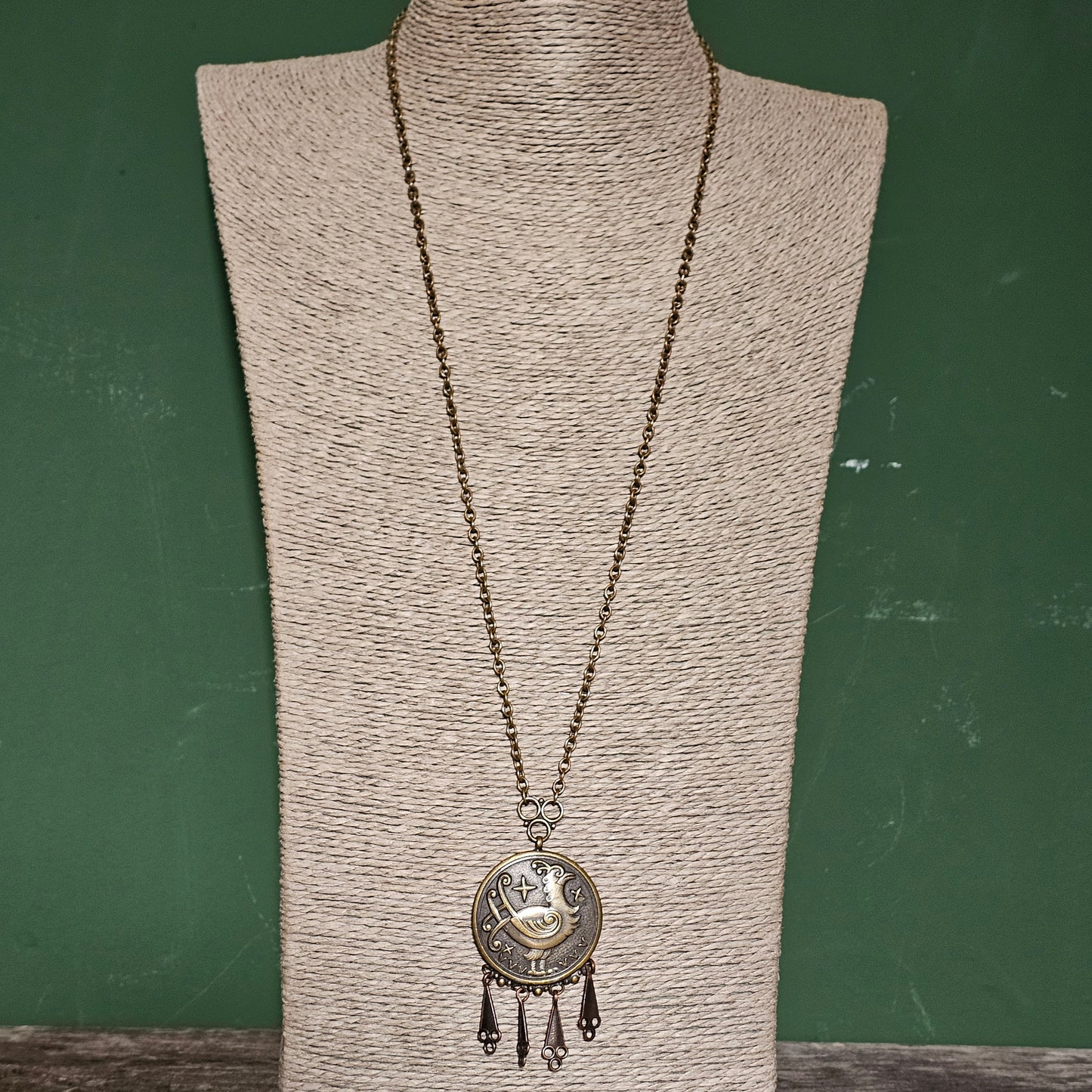 Vintage Art Deco Era Finnish ATO-Koru Fairytale Bird Necklace 1930s 1940s Design Satulintu