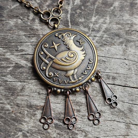 Vintage Art Deco Era Finnish ATO-Koru Fairytale Bird Necklace 1930s 1940s Design Satulintu