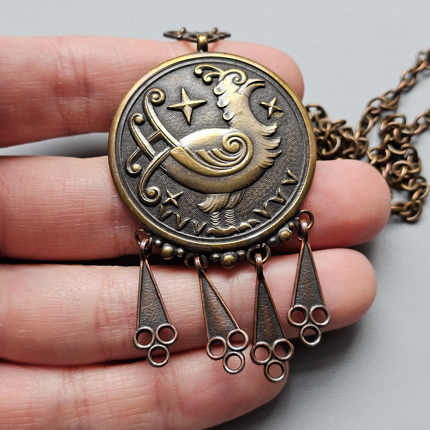 Vintage Art Deco Era Finnish ATO-Koru Fairytale Bird Necklace 1930s 1940s Design Satulintu