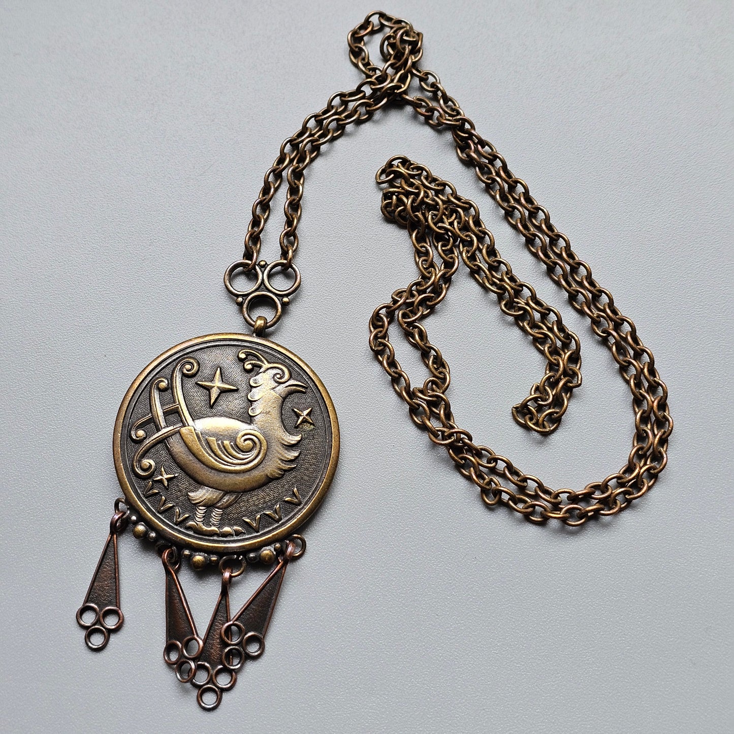Vintage Art Deco Era Finnish ATO-Koru Fairytale Bird Necklace 1930s 1940s Design Satulintu