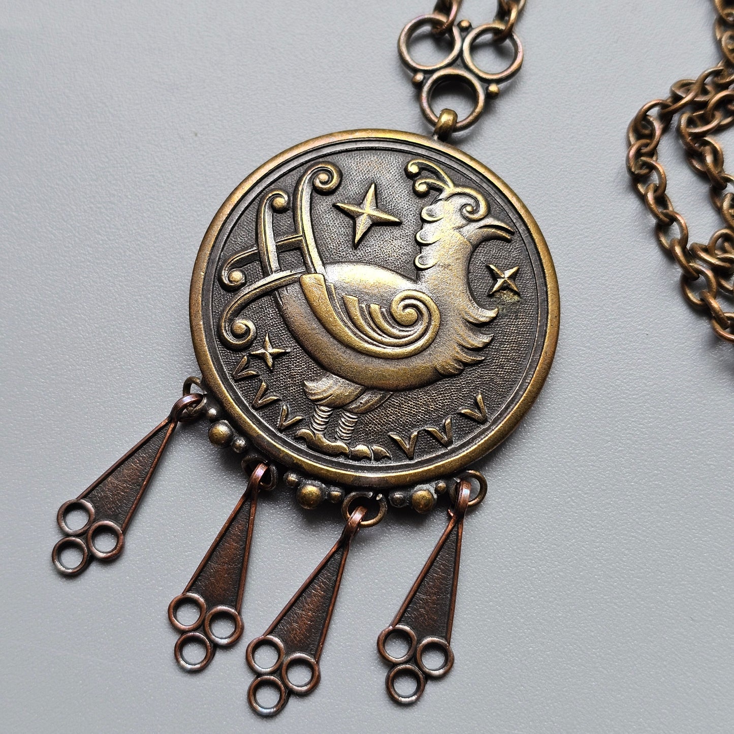 Vintage Art Deco Era Finnish ATO-Koru Fairytale Bird Necklace 1930s 1940s Design Satulintu