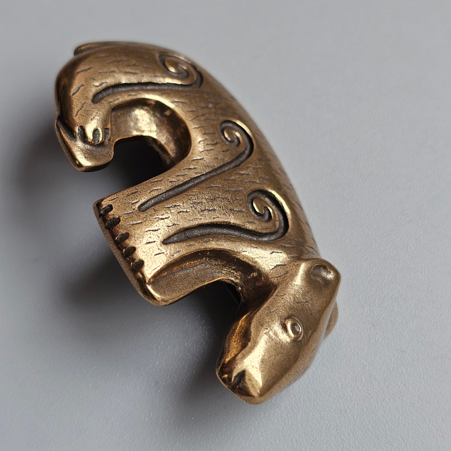 Large Vintage Finnish Kalevala Koru Bronze Bear Brooch