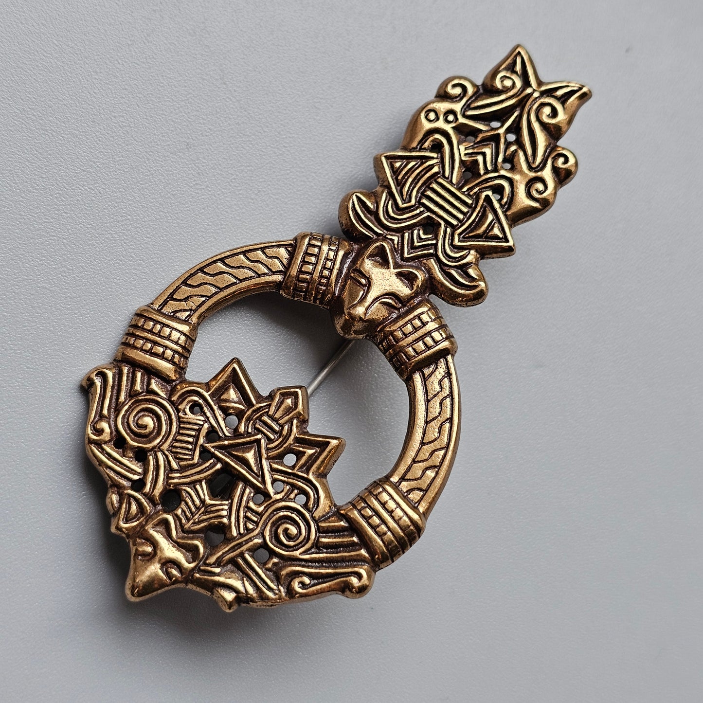Kalevala Koru Viking Era Design Bronze Wolf’s Head Brooch