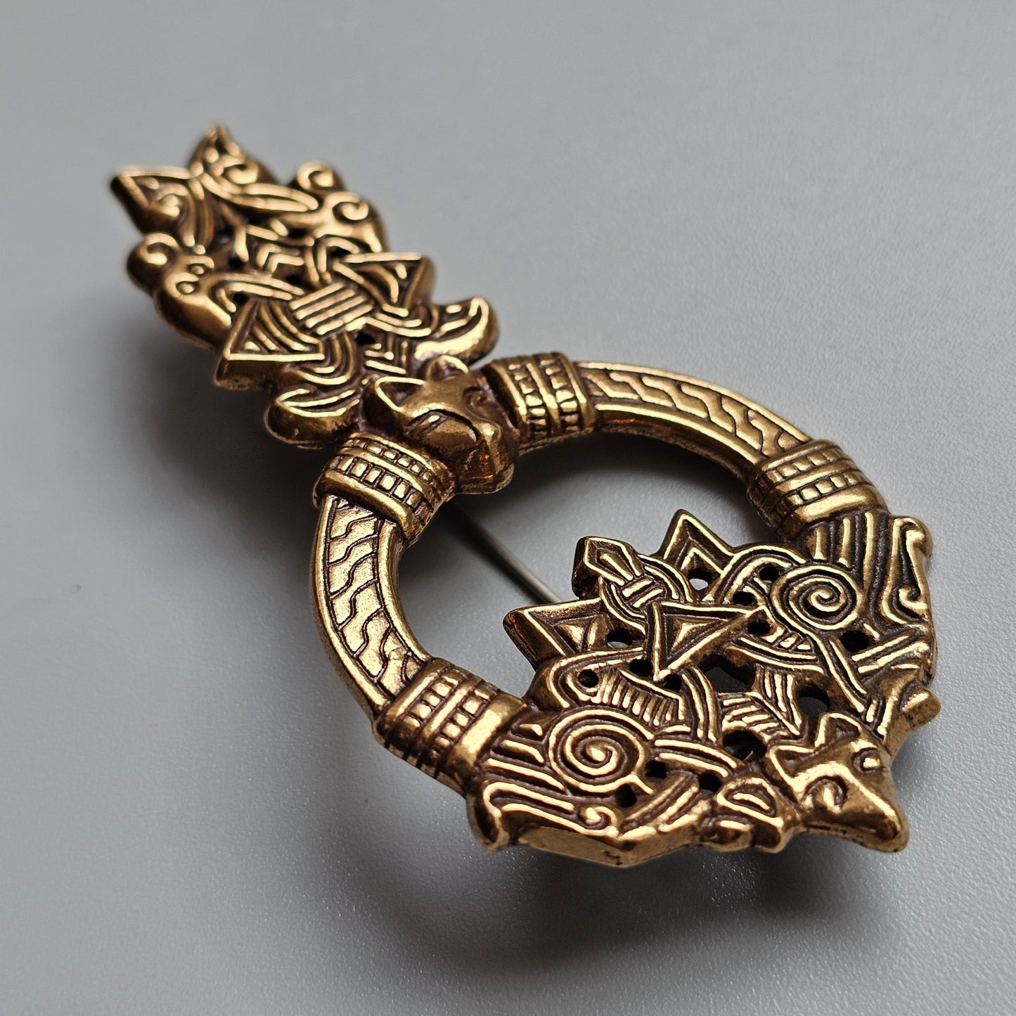 Kalevala Koru Viking Era Design Bronze Wolf’s Head Brooch