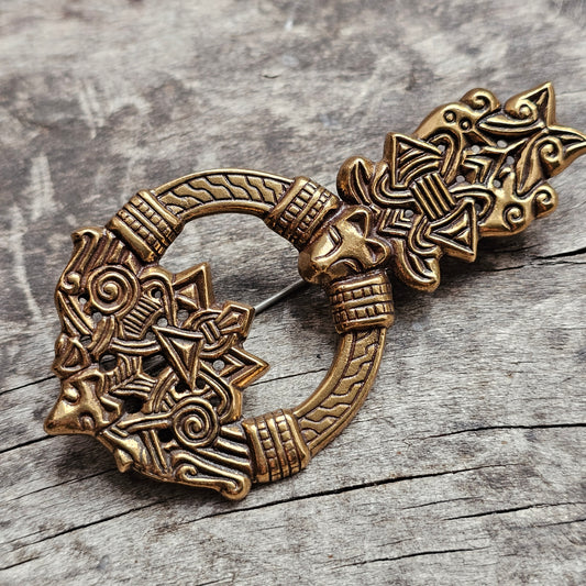Kalevala Koru Viking Era Design Bronze Wolf’s Head Brooch