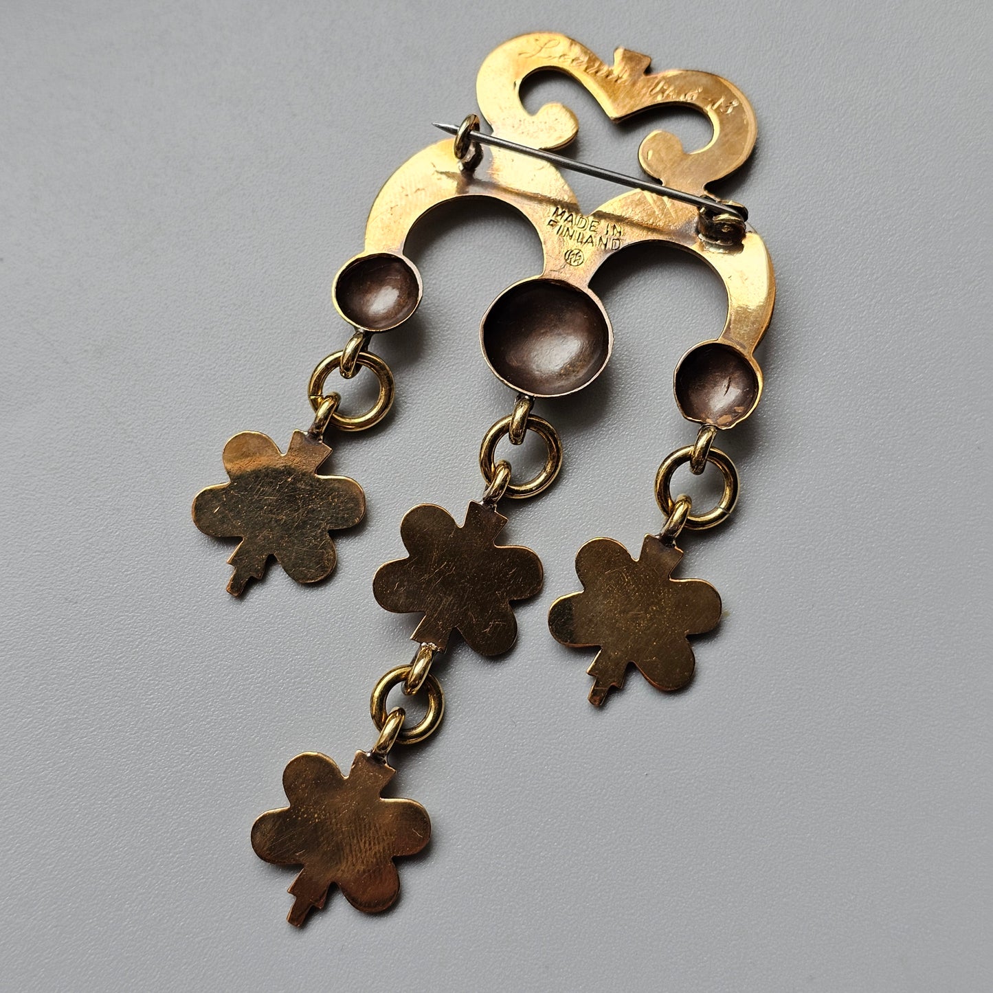 Kalevala Koru 'Gingerbread' Luhalahti Bronze Brooch Vintage 1970s Finland
