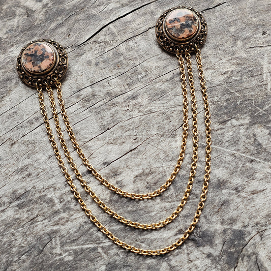 Ancient Style Bronze & Red Granite Collar Brooch by Kalevala Koru Designer Kai Lindström