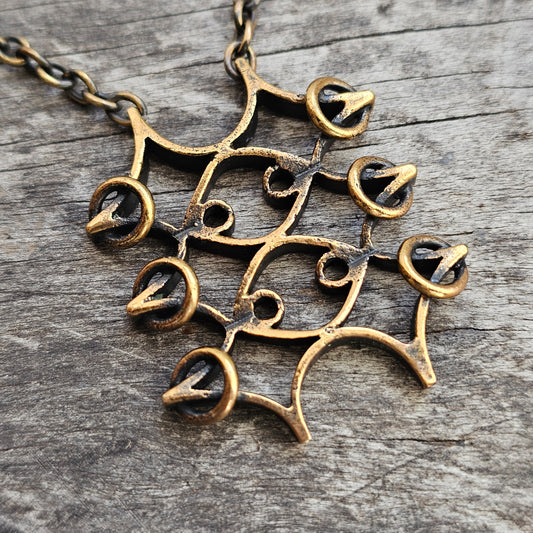 Vintage Pipa Niinimäki Bronze Necklace Modernist Finland