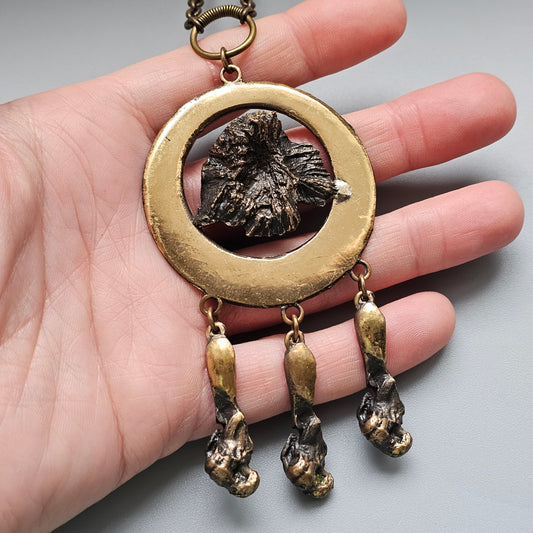 1970s Vintage Modernist Brutalist Kinetic Bronze Necklace by Polar-Koru