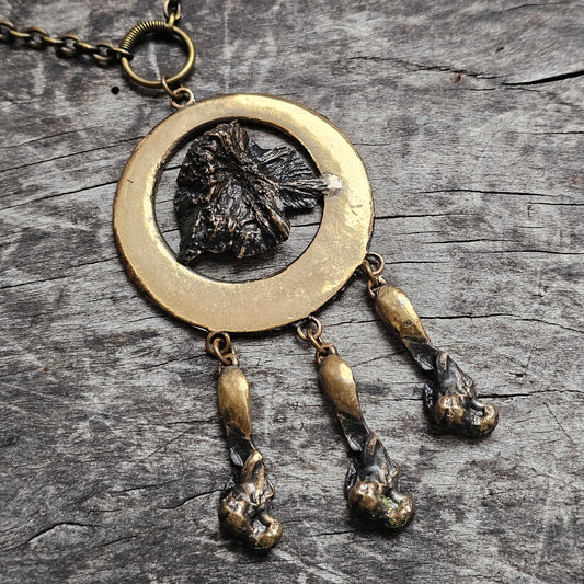 1970s Vintage Modernist Brutalist Kinetic Bronze Necklace by Polar-Koru