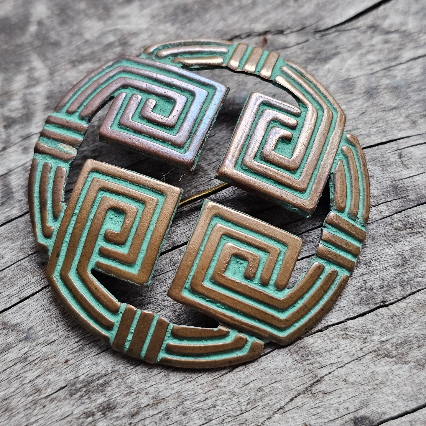 Vintage Antique Nordic Bronze Eternity Knot Brooch