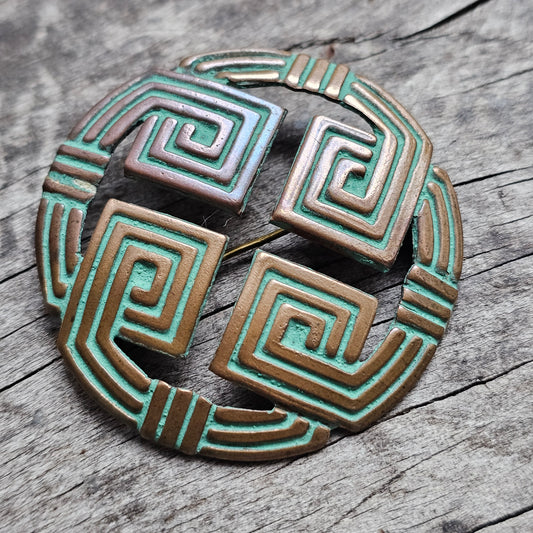 Vintage Antique Nordic Bronze Eternity Knot Brooch