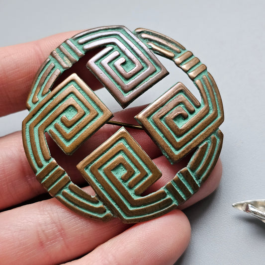 Vintage Antique Nordic Bronze Eternity Knot Brooch