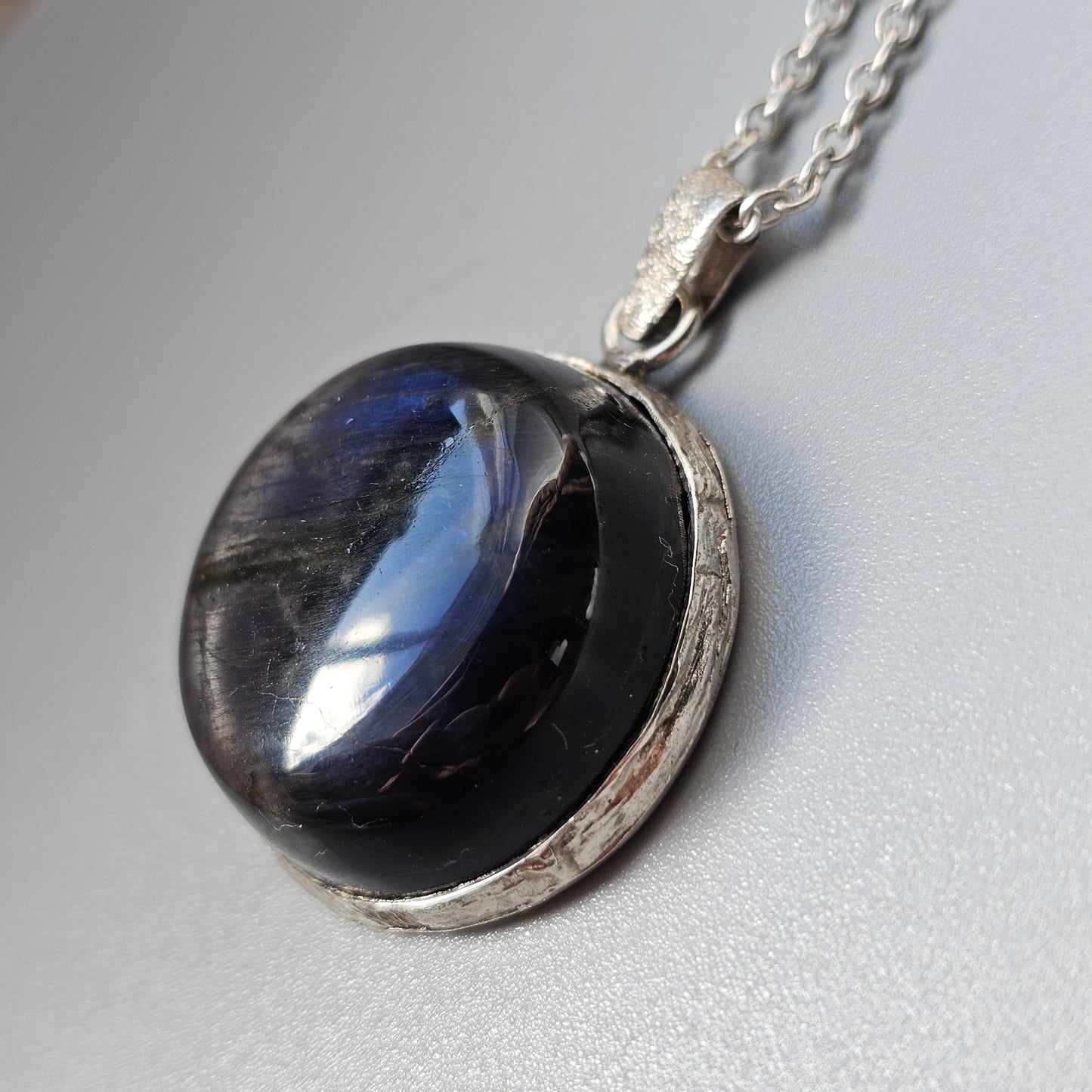 Vintage Modernist Style Finnish Silver & Spectrolite Necklace by Reijo Kettunen