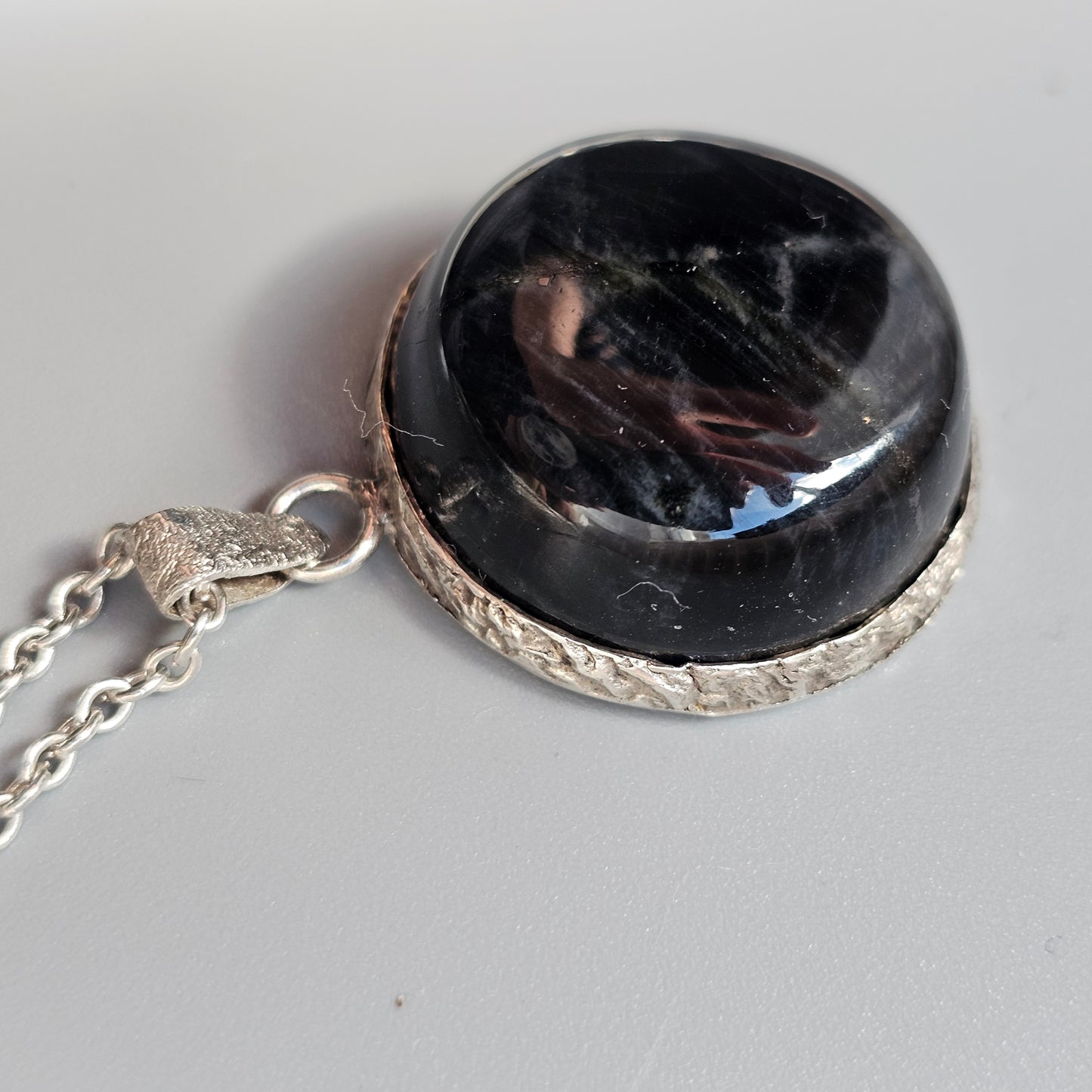 Vintage Modernist Style Finnish Silver & Spectrolite Necklace by Reijo Kettunen