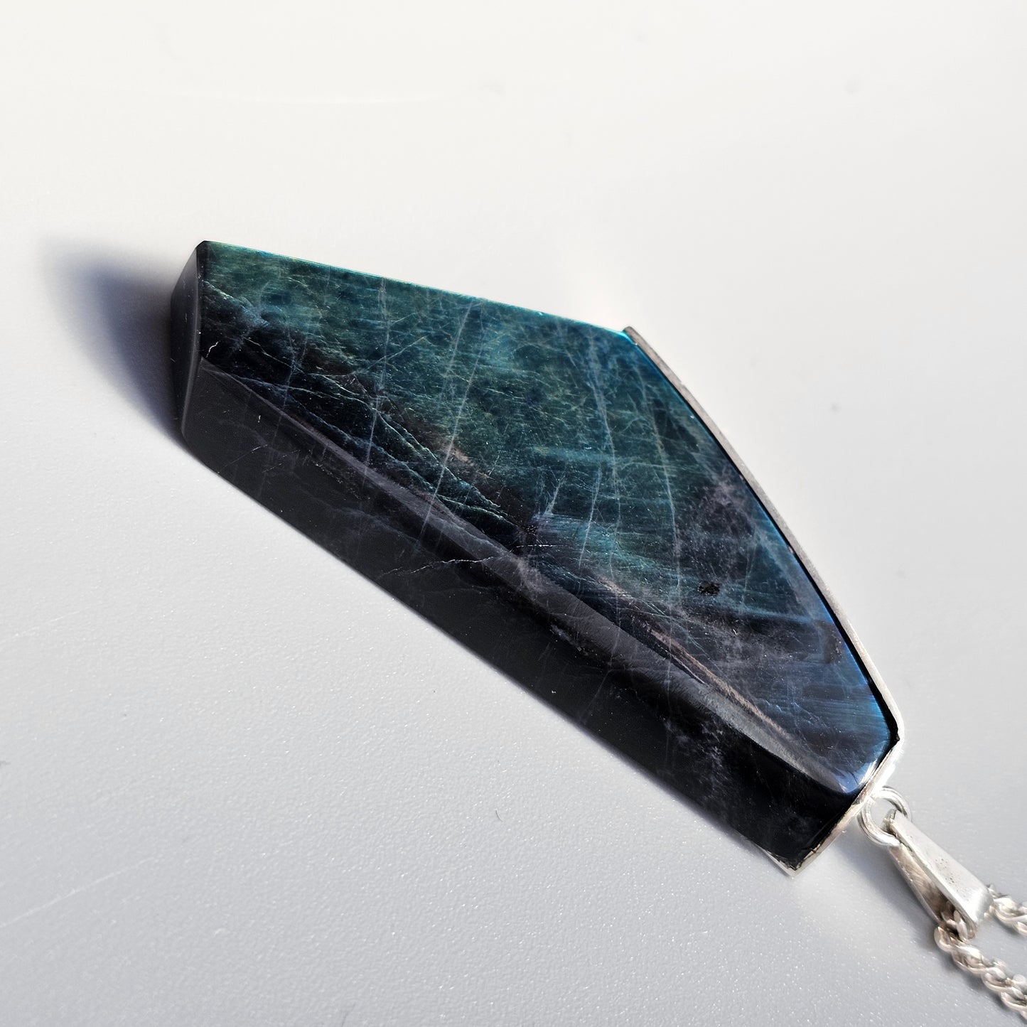 Contemporary Finnish Silver & Spectrolite Statement Necklace Pendant