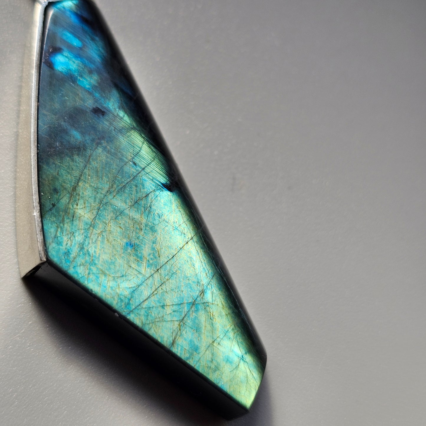 Contemporary Finnish Silver & Spectrolite Statement Necklace Pendant