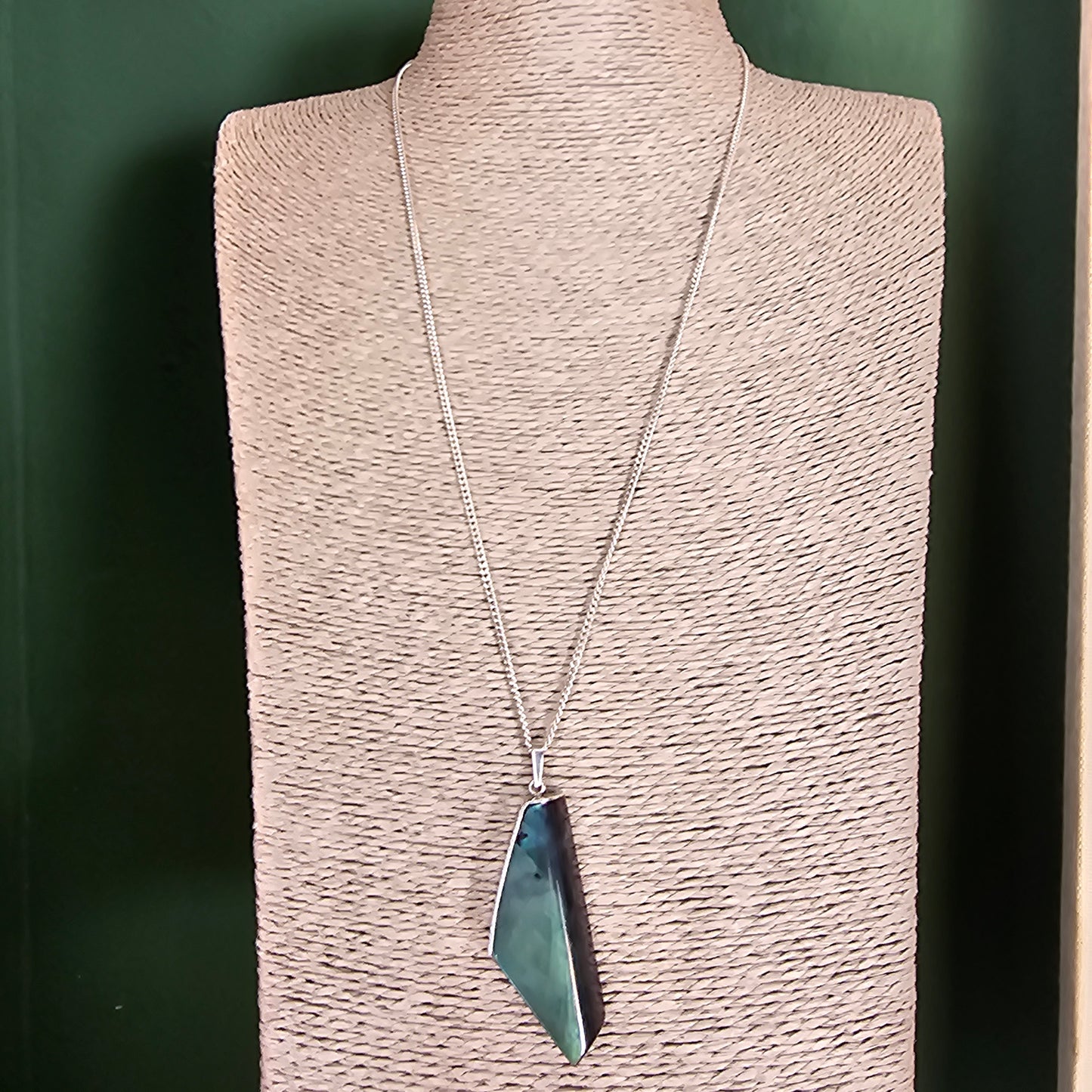 Contemporary Finnish Silver & Spectrolite Statement Necklace Pendant