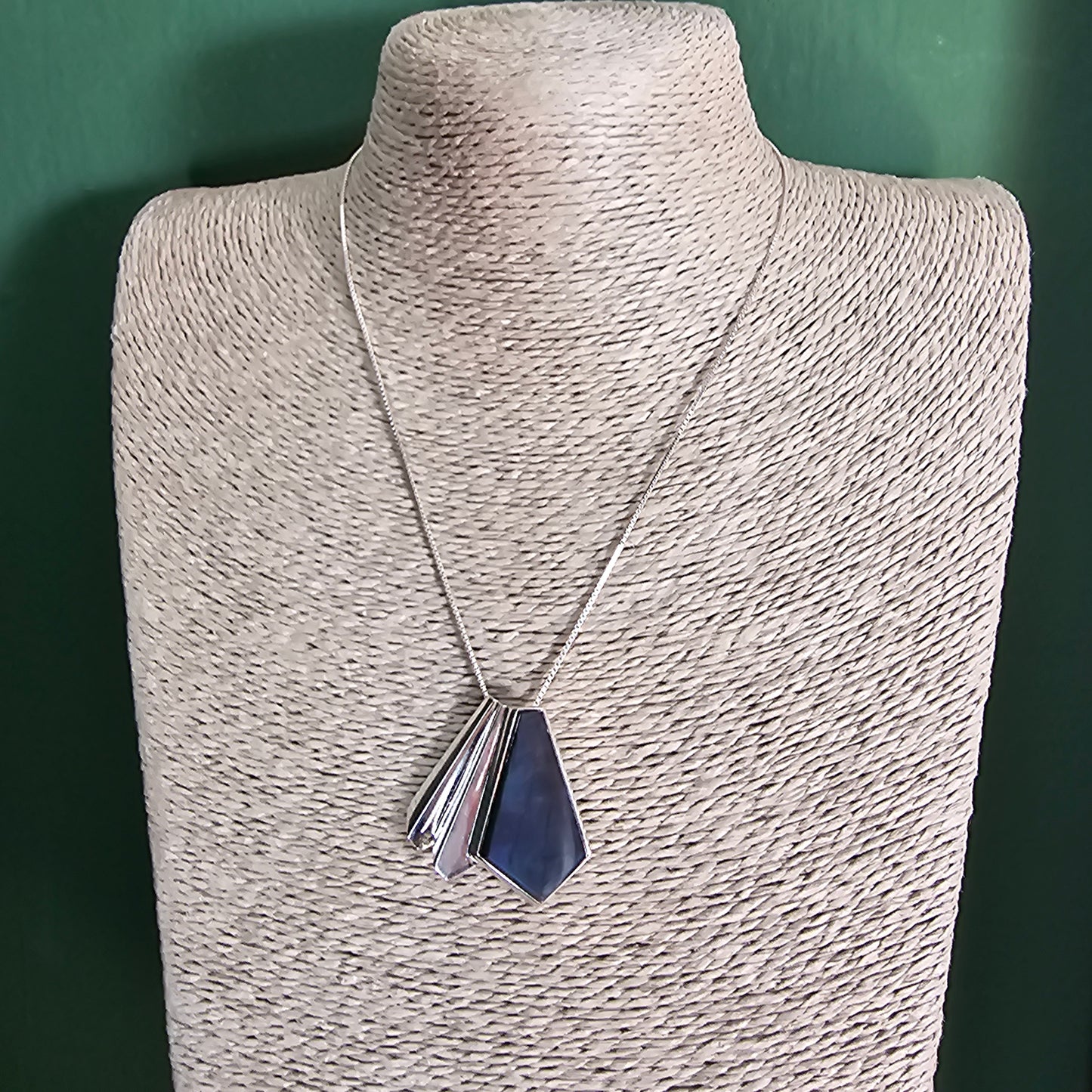 Vintage 1990s Sterling Silver & Spectrolite Necklace / Brooch by Urpo Kajander 1997