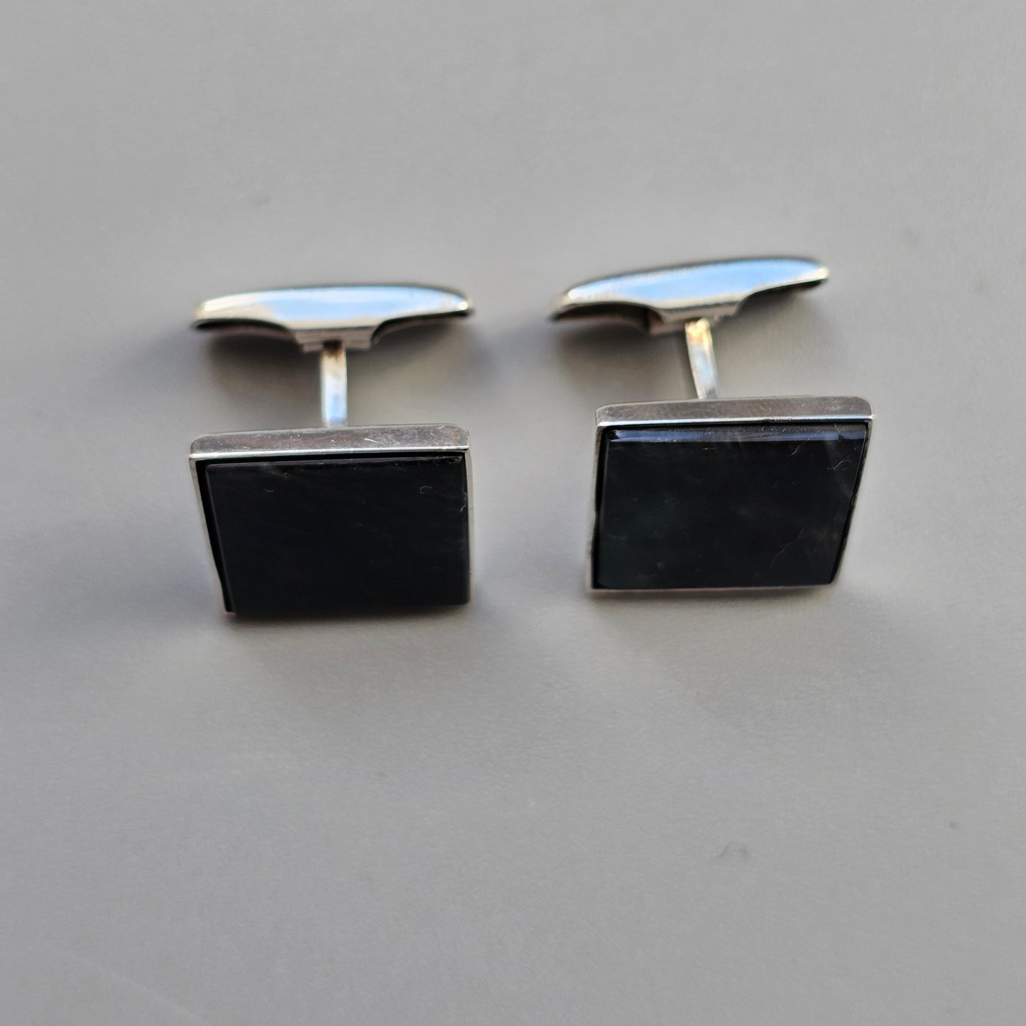 Vintage 1980s Silver & Spectrolite Square Cufflinks 1987