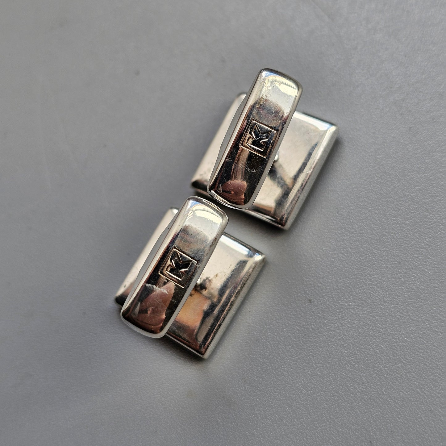 Vintage 1980s Silver & Spectrolite Square Cufflinks 1987
