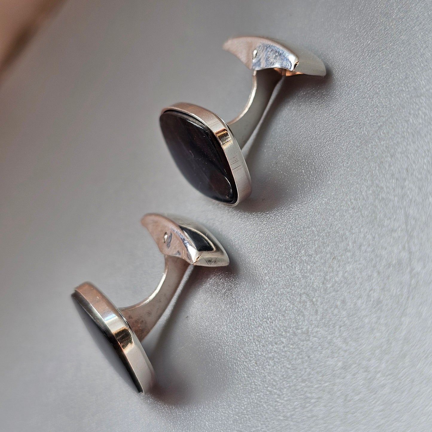 Vintage Finnish Sterling Silver & Spectrolite Cufflinks