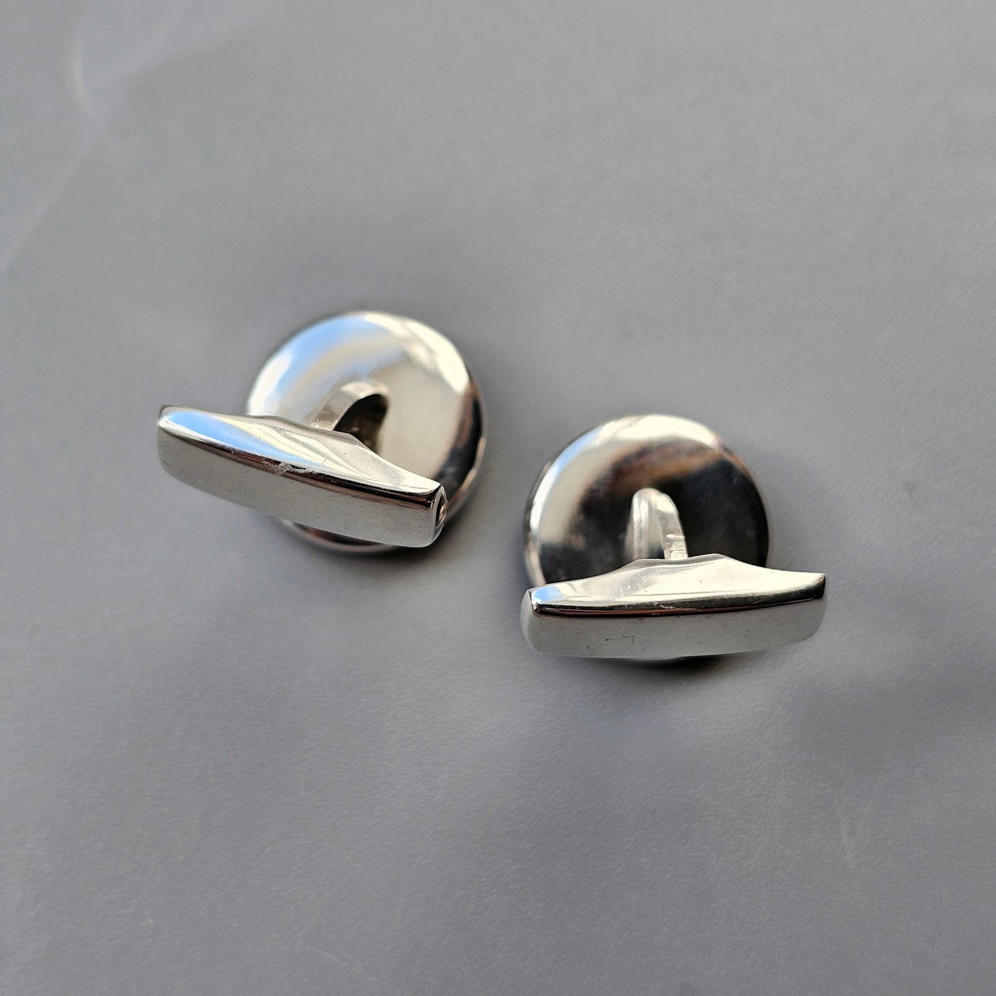 Vintage 1980s Round Sterling Silver & Spectrolite Cufflinks 1987