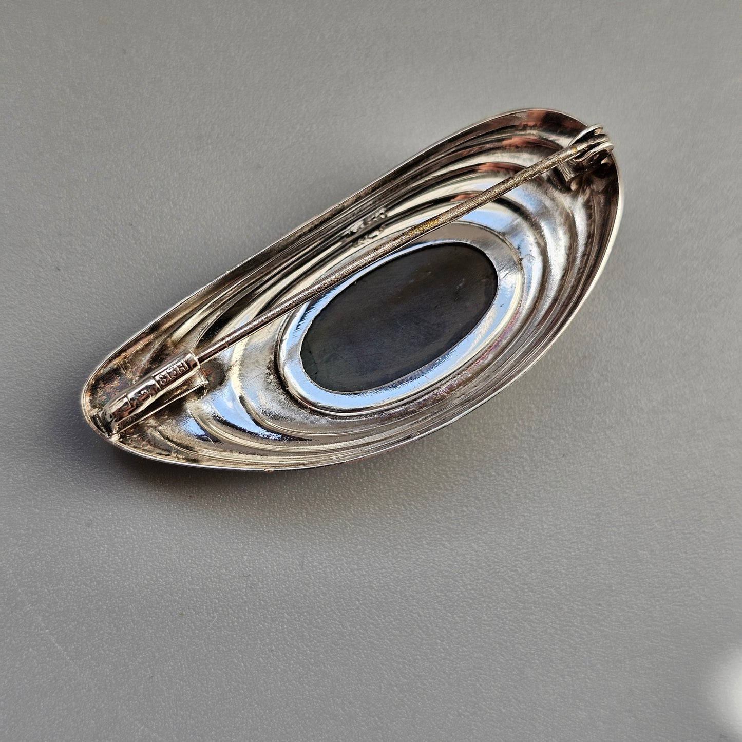 Vintage Modernist 1960s Silver & Spectrolite Brooch by Elis Kauppi Kupittaan Kulta