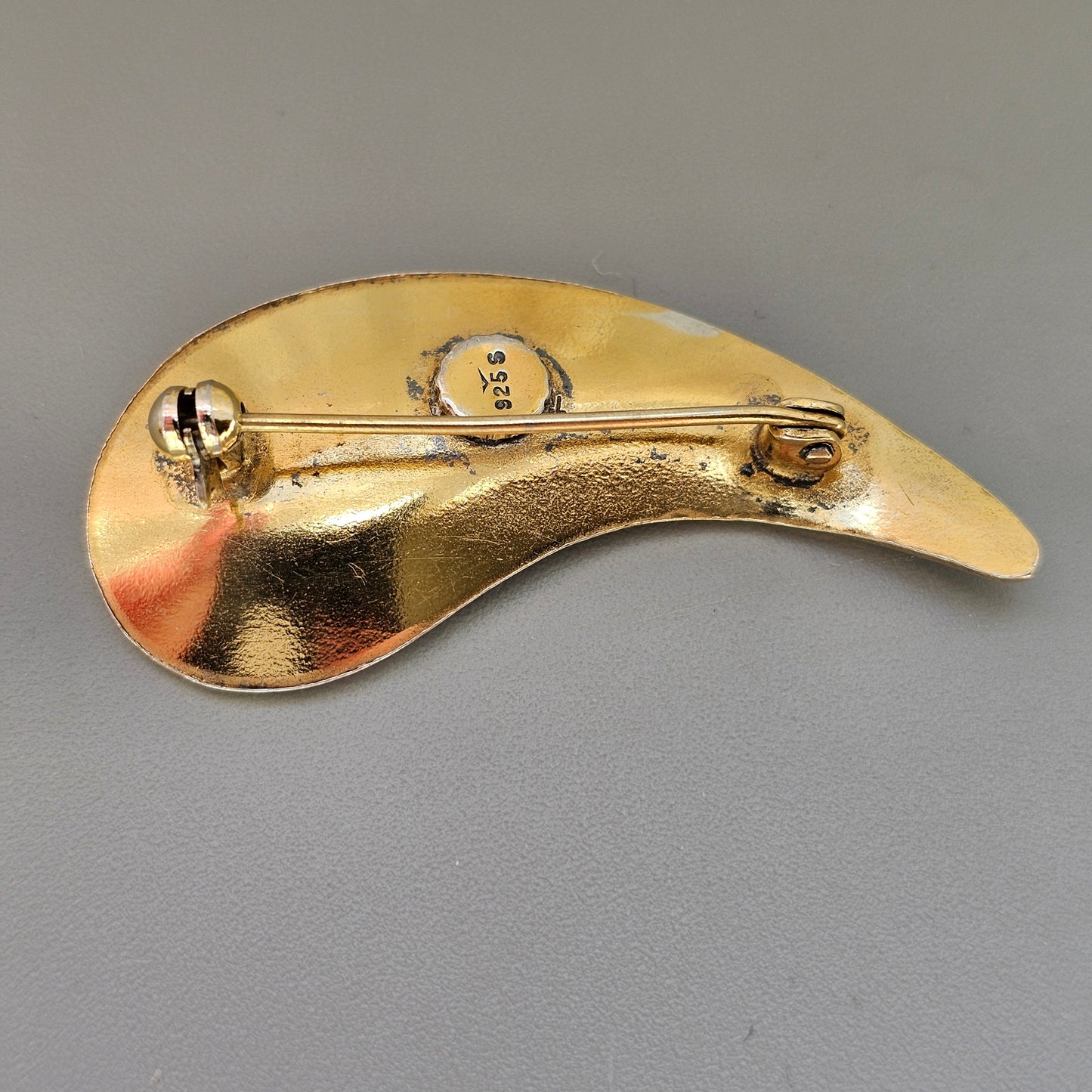 Vintage Scandinavian Sterling Silver White Enamel Leaf Brooch