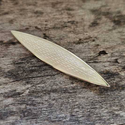 Contemporary Platinoro Finnish Sterling Silver White Enamel Brooch / Pendant Marquise Design