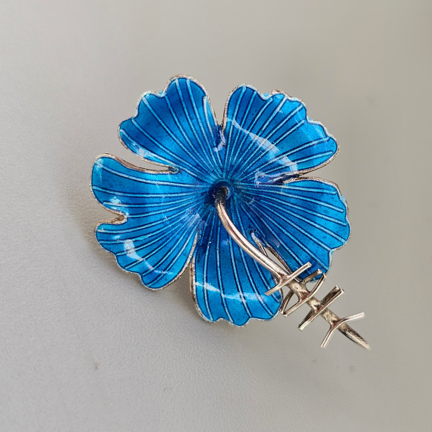 Vintage 1970s 1980s Sterling Silver Blue Enamel Flower Stud Earrings
