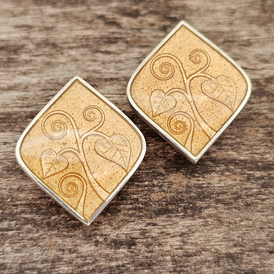 Finnish Sterling Silver Enamel Verso Sprout Earrings Design by Sanna Paajanen 2010