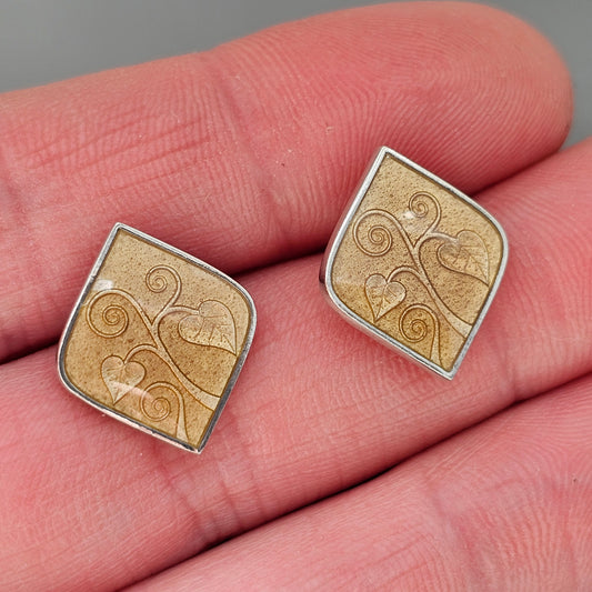 Finnish Sterling Silver Enamel Verso Sprout Earrings Design by Sanna Paajanen 2010