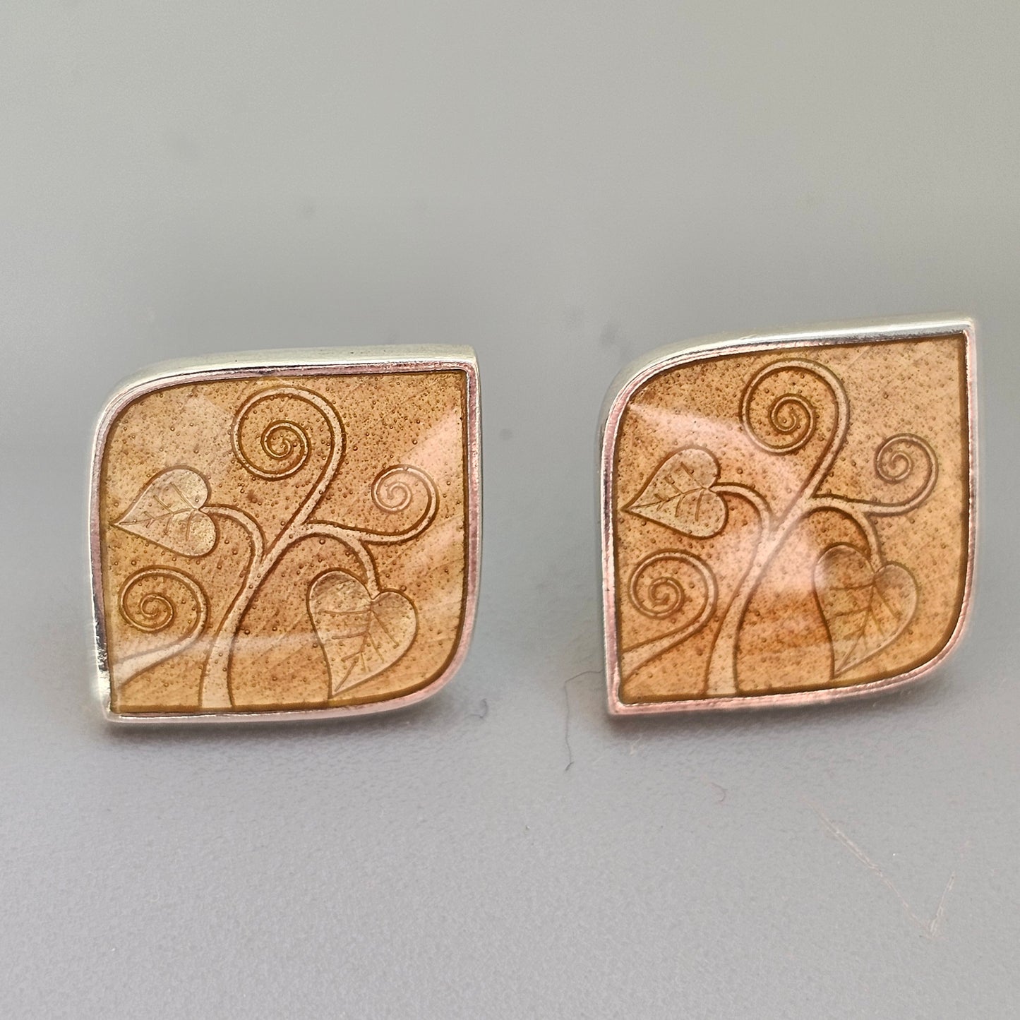 Finnish Sterling Silver Enamel Verso Sprout Earrings Design by Sanna Paajanen 2010
