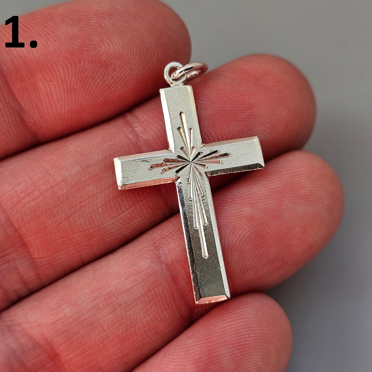 Vintage Finnish Art Deco Style Silver Cross Necklace Pendant