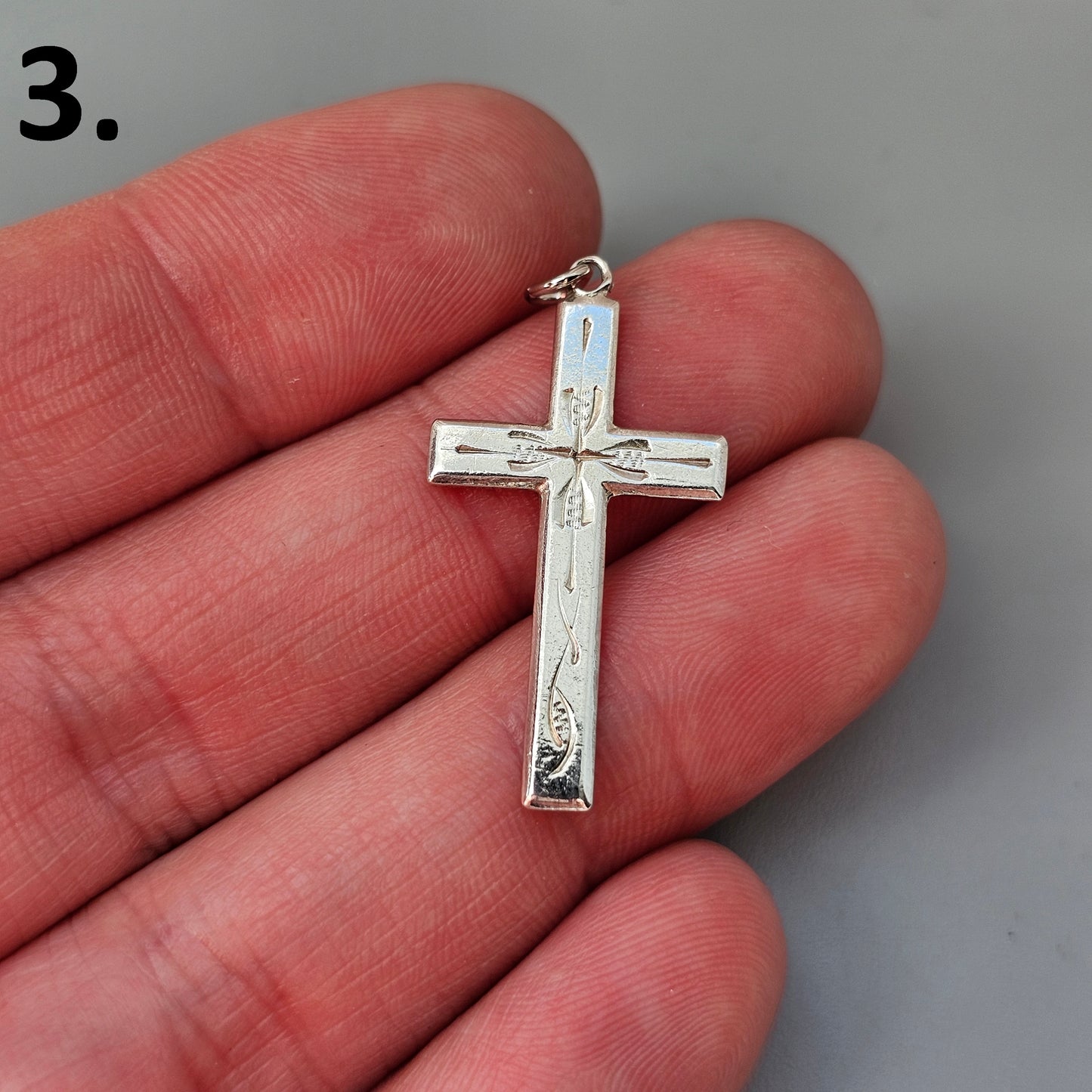 Vintage Finnish Art Deco Style Silver Cross Necklace Pendant