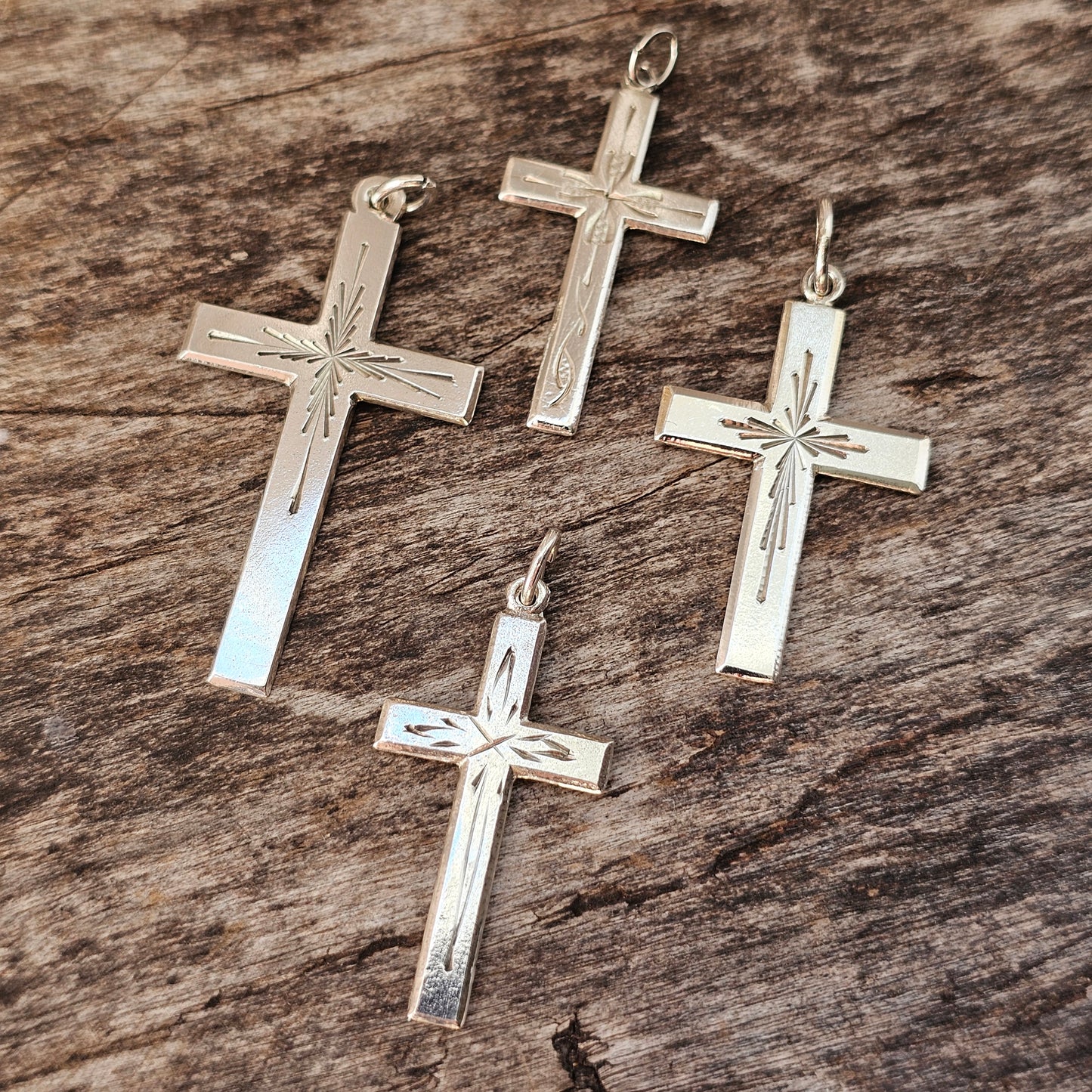 Vintage Finnish Art Deco Style Silver Cross Necklace Pendant