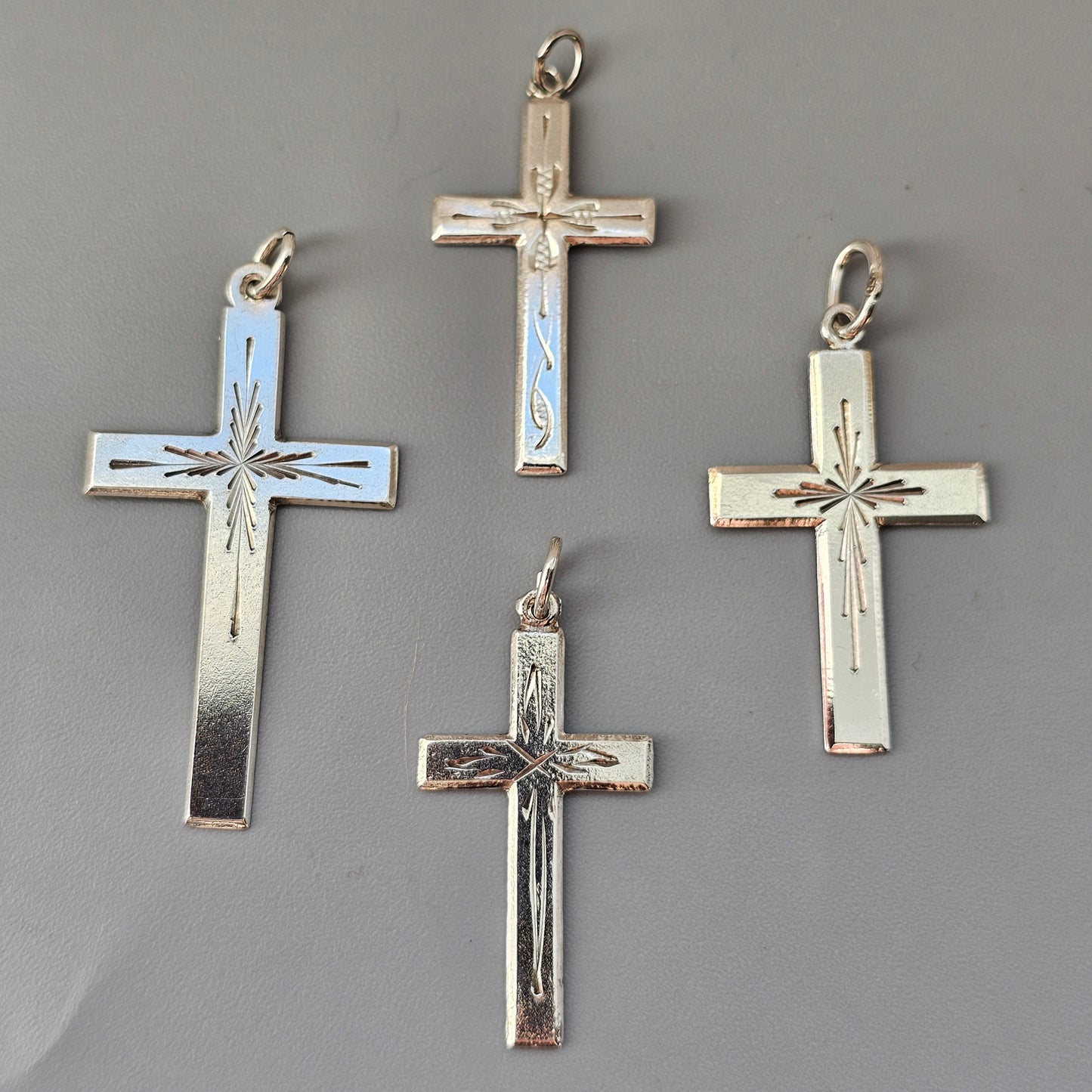 Vintage Finnish Art Deco Style Silver Cross Necklace Pendant